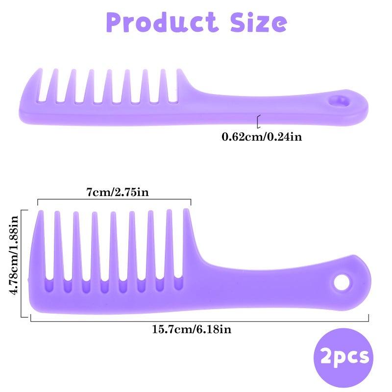 Styquenzer Mini Hair Comb Set, 2 Pack Small Wide Tooth Detangling Brush for Women Portable Travel Shower Comb Plastic Mini Curly Hair Brush Small Shower Combs for Long Short Hairs Wet or Dry (Black, Purple) - Image 3